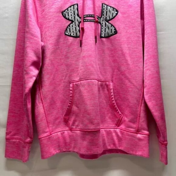 Under Armour Ladies Heathered Pink Pullover Hoodie Size Medium UA Logo Stretch - Picture 3 of 9